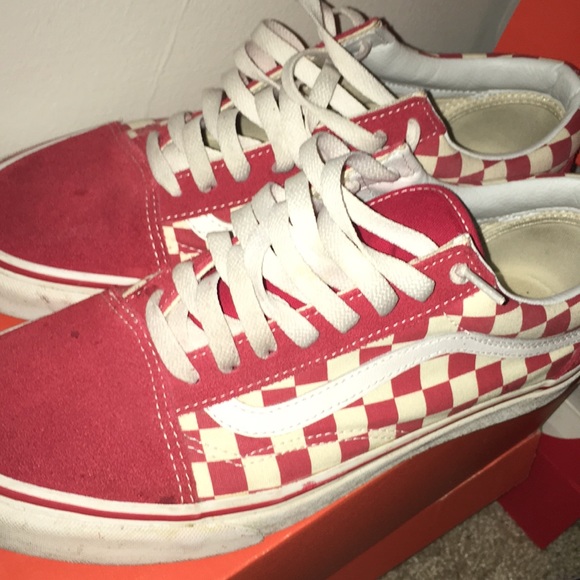 checkered red and white vans